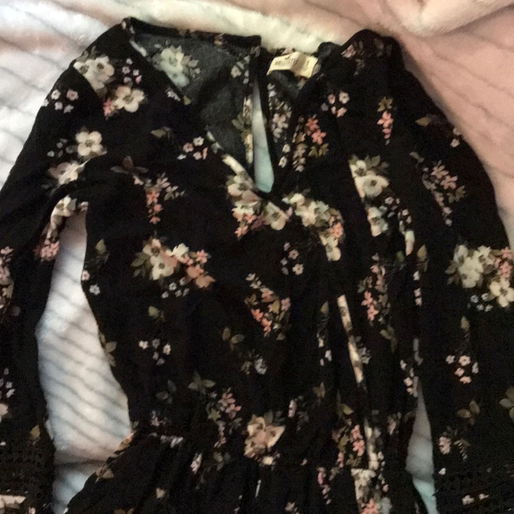 Black and floral hollister romper